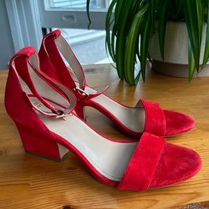 Johnston & Murphy Red Suede Kitten Heels - 8.5